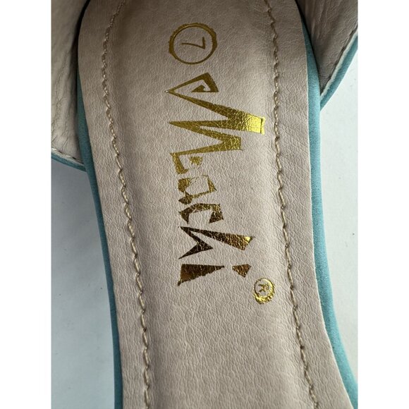 Turquoise Ankle Wrap Sandals With Gold Studs Size 7 By Mochi - Picture 4 of 16